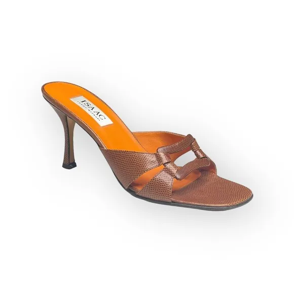 new Isaac Mizrahi ⌘ Lizard Kitten Heel Sandal ⌘ Orange ⌘ SJP Sex and the City ⌘