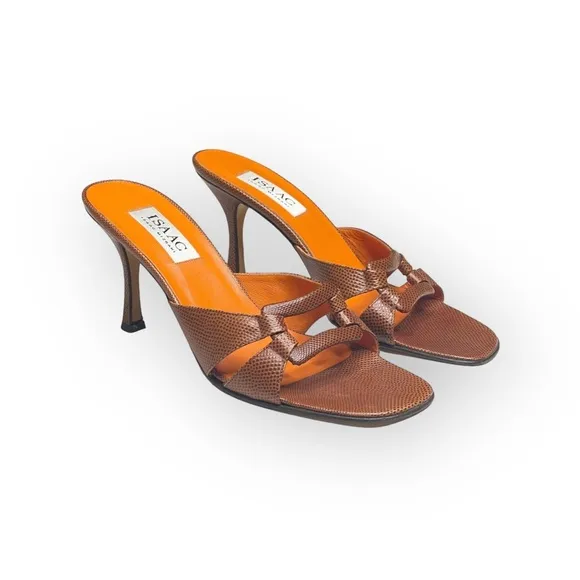 new Isaac Mizrahi ⌘ Lizard Kitten Heel Sandal ⌘ Orange ⌘ SJP Sex and the City ⌘