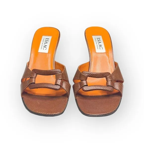 new Isaac Mizrahi ⌘ Lizard Kitten Heel Sandal ⌘ Orange ⌘ SJP Sex and the City ⌘