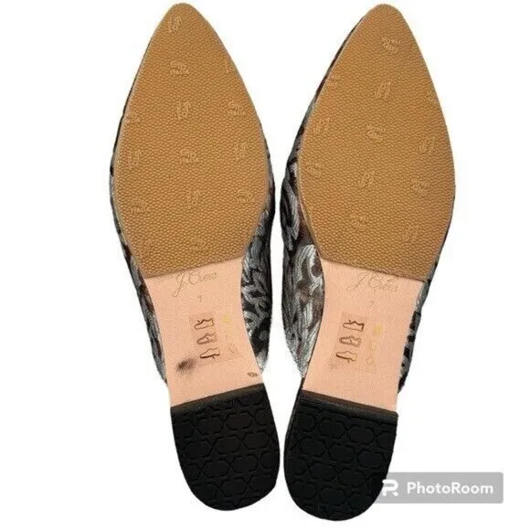 NEW J.Crew Marina Slide Flat Mules in Metallic Jacquard Sz 7