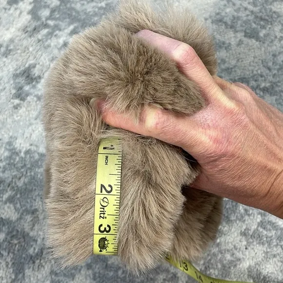 New Jeffrey Campbell Fluff MF Faux Fur Block Heel Mules Furry Beige Sz 5.5