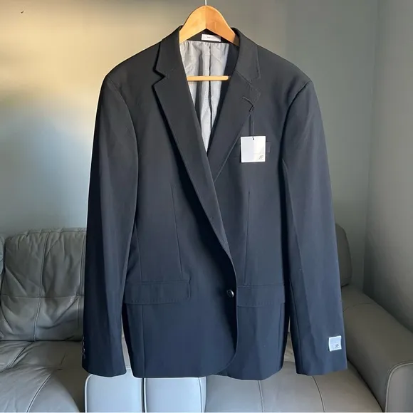 NEW JF J.Ferrar Sz 44L Long Super Slim Fit Suit Jacket Blazer Black Business