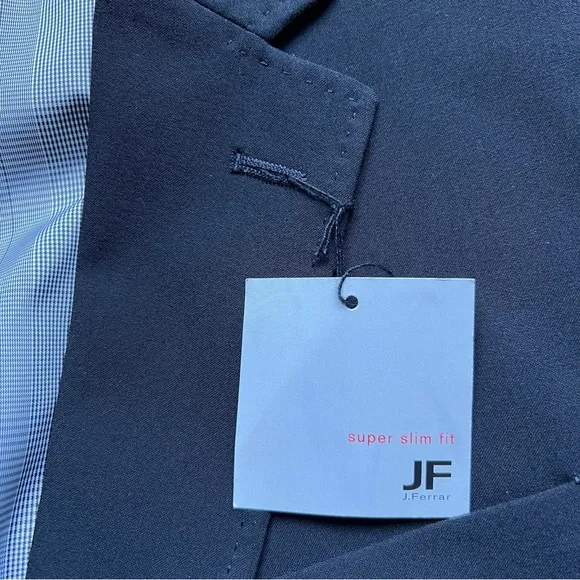 NEW JF J.Ferrar Sz 44L Long Super Slim Fit Suit Jacket Blazer Black Business