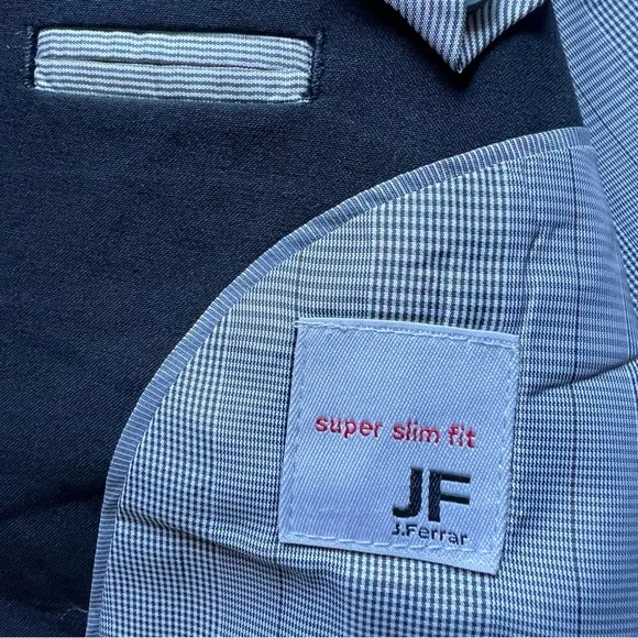 NEW JF J.Ferrar Sz 44L Long Super Slim Fit Suit Jacket Blazer Black Business