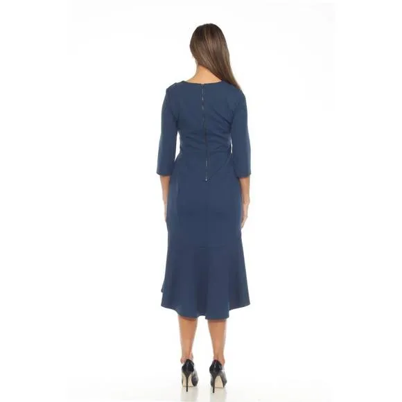 NEW JOSEPH RIBKOFF v-neck high low midi mermaid dress in nightfall