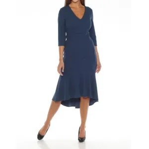 NEW JOSEPH RIBKOFF v-neck high low midi mermaid dress in nightfall