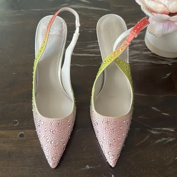 NEW Karl Lagerfeld Rhinestone Chalina Slingback Pumps Ombré heels women size 6