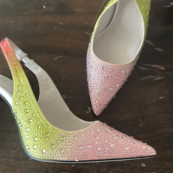 NEW Karl Lagerfeld Rhinestone Chalina Slingback Pumps Ombré heels women size 6