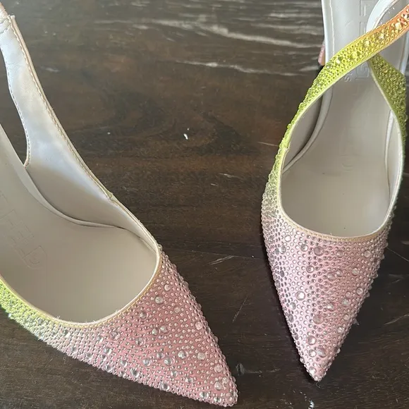 NEW Karl Lagerfeld Rhinestone Chalina Slingback Pumps Ombré heels women size 6