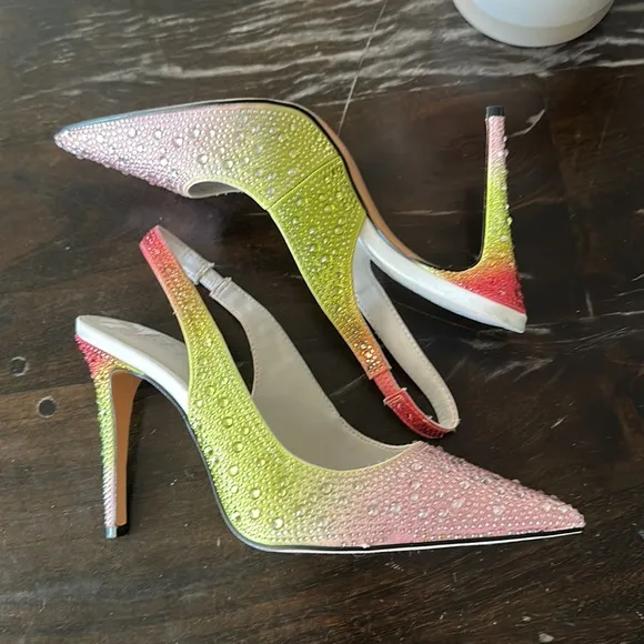 NEW Karl Lagerfeld Rhinestone Chalina Slingback Pumps Ombré heels women size 6
