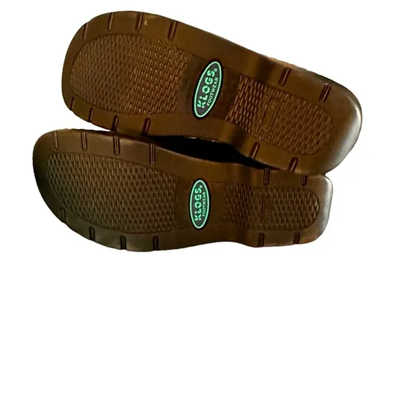 New Klogs Footwear Naples Brown Tooled Leather Slip-Ons, size 9 Wide