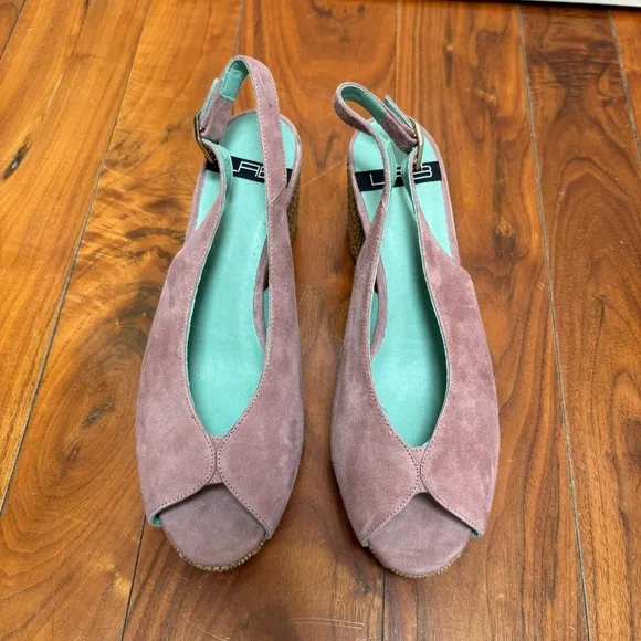 NEW LAB Rafia Slingback Platform Peep Toe Heels Anthropologie Mauve 39