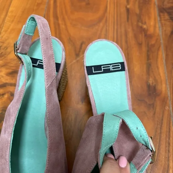 NEW LAB Rafia Slingback Platform Peep Toe Heels Anthropologie Mauve 39