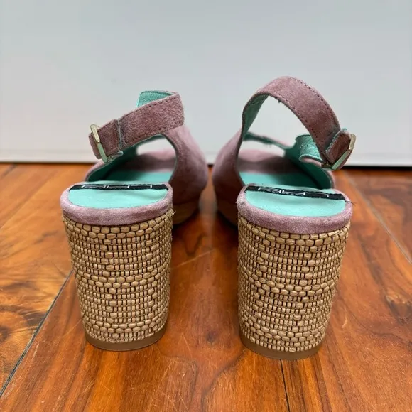 NEW LAB Rafia Slingback Platform Peep Toe Heels Anthropologie Mauve 39