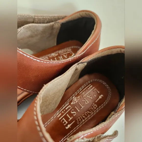 NEW L'Artiste by Spring Step Brown Burnished Leather MaryJane Clogs Sz.8/38 $130