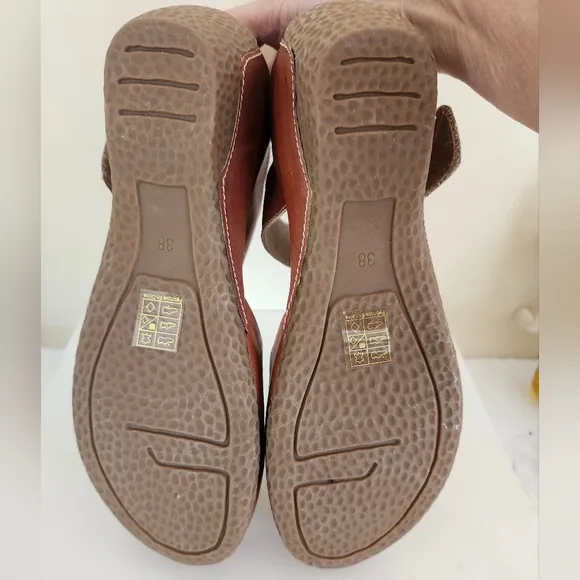 NEW L'Artiste by Spring Step Brown Burnished Leather MaryJane Clogs Sz.8/38 $130