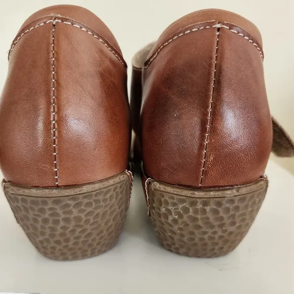 NEW L'Artiste by Spring Step Brown Burnished Leather MaryJane Clogs Sz.8/38 $130