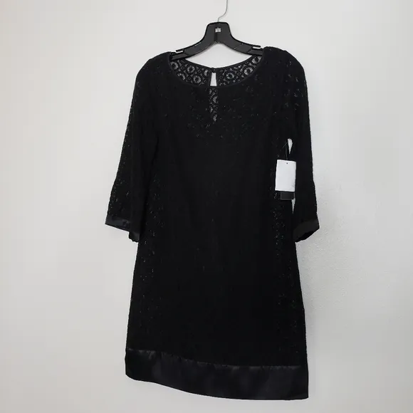 NEW Laundry by Shelli Segal Black Medallion Lace Dress Slip Classic Summer Chic