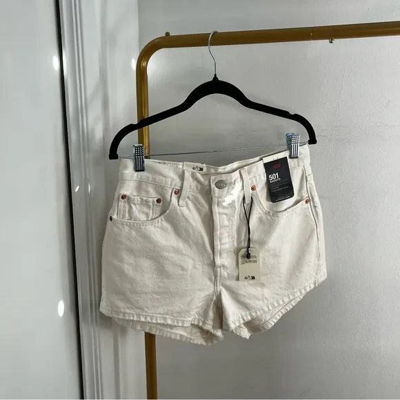 New Levi’s 501 Original Fit High Rise Cotton Denjm Shorts Size 28