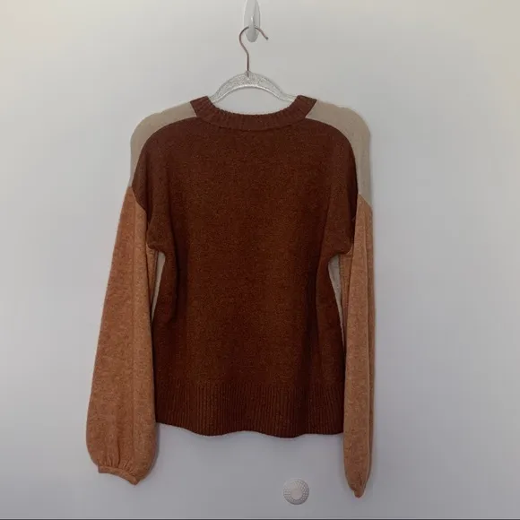 New Madewell Payton neutral color block wool blend pullover sweater Size Small