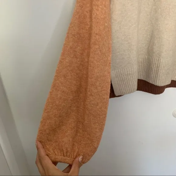 New Madewell Payton neutral color block wool blend pullover sweater Size Small