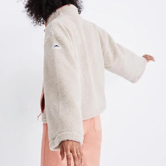 New Madewell Penfield oversized teddy fleece jacket tan/coral Size Large