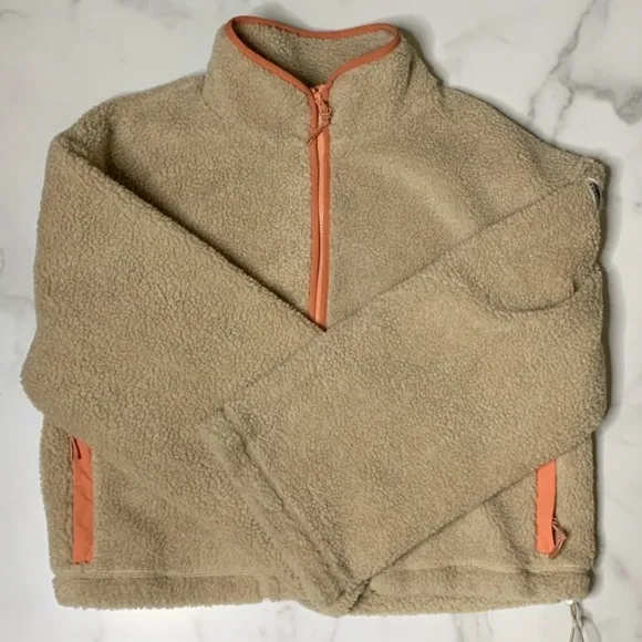 New Madewell Penfield oversized teddy fleece jacket tan/coral Size Large