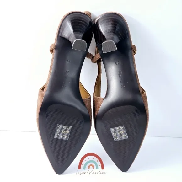 New! Madewell The Debbie Slingback Pump Heels Leather Suede in Soft Mahogany