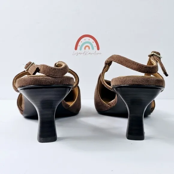 New! Madewell The Debbie Slingback Pump Heels Leather Suede in Soft Mahogany