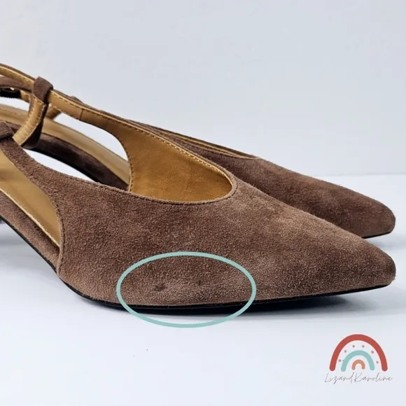 New! Madewell The Debbie Slingback Pump Heels Leather Suede in Soft Mahogany