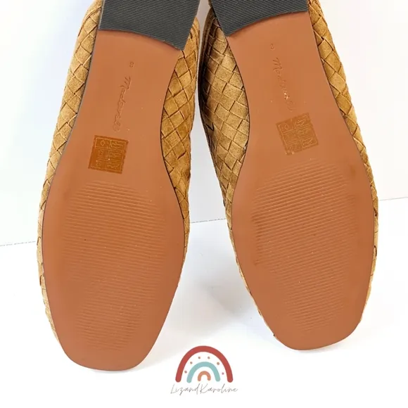 New! Madewell The Greta Ballet Flat Woven Leather Suede Mule in Warm Hickory 8