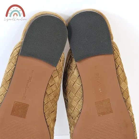 New! Madewell The Greta Ballet Flat Woven Leather Suede Mule in Warm Hickory 8