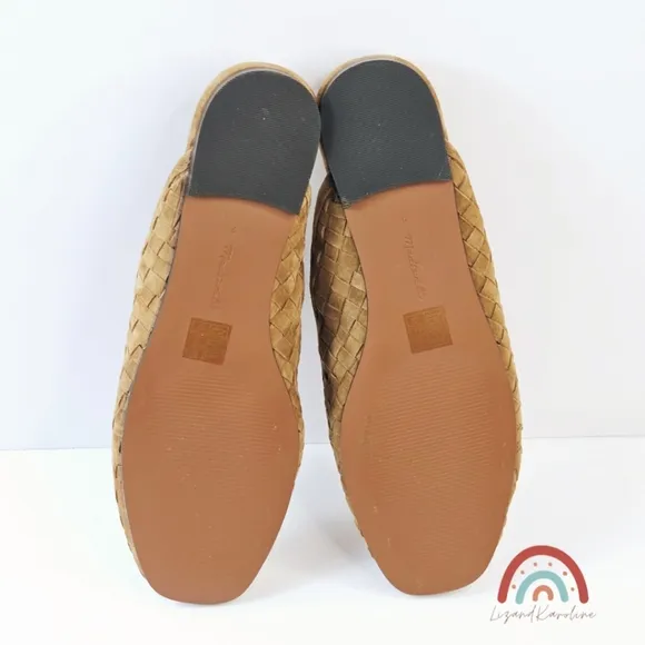 New! Madewell The Greta Ballet Flat Woven Leather Suede Mule in Warm Hickory 9
