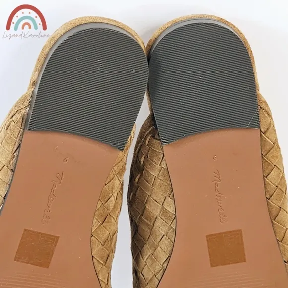 New! Madewell The Greta Ballet Flat Woven Leather Suede Mule in Warm Hickory 9
