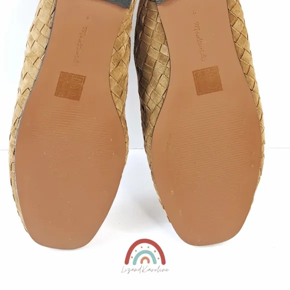 New! Madewell The Greta Ballet Flat Woven Leather Suede Mule in Warm Hickory 9
