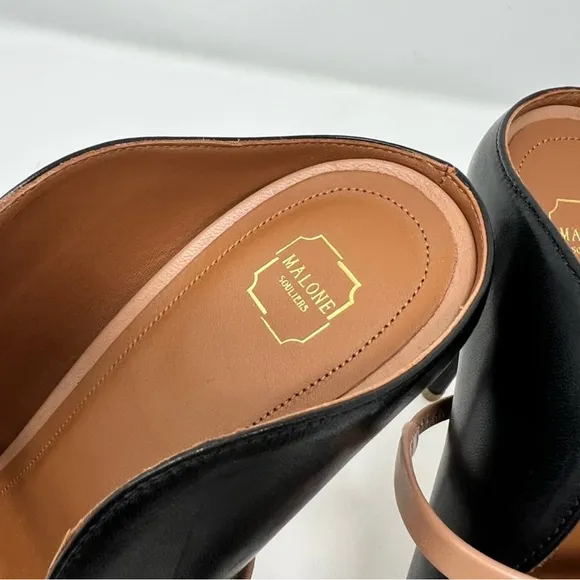 NEW - Malone Souliers Black and Tan Heels with Pointed Mules