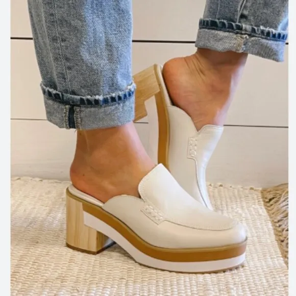 new MATISSE Bone Leather Kristy Block Heel Mules 253