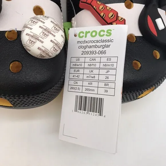 NEW McDonald's x Crocs Hamburgler Classic Clogs M8 - W10  Jibbitz 208472-90H