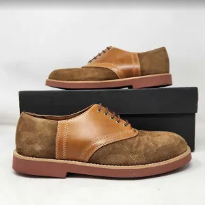 New men's 9 J Crew saddle shoes in leather and English suede oxfords Camel Tan