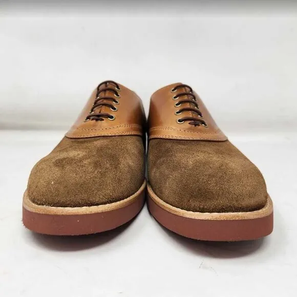 New men's 9 J Crew saddle shoes in leather and English suede oxfords Camel Tan