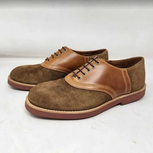 New men's 9 J Crew saddle shoes in leather and English suede oxfords Camel Tan