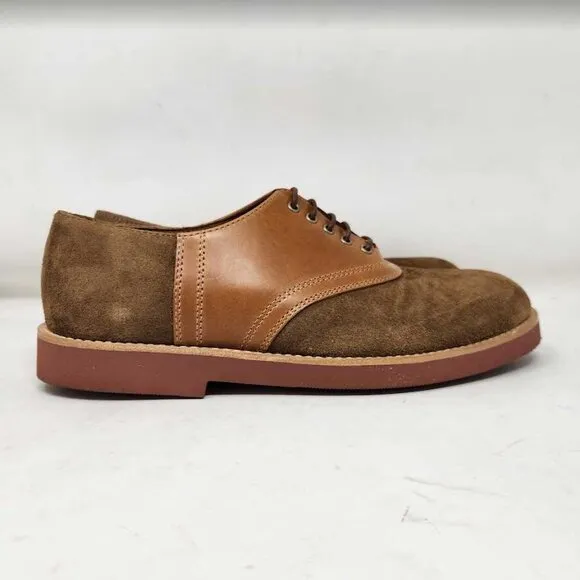New men's 9 J Crew saddle shoes in leather and English suede oxfords Camel Tan