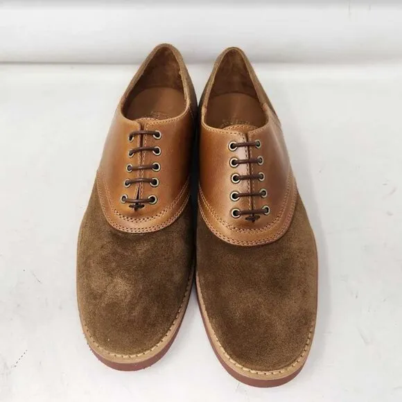 New men's 9 J Crew saddle shoes in leather and English suede oxfords Camel Tan