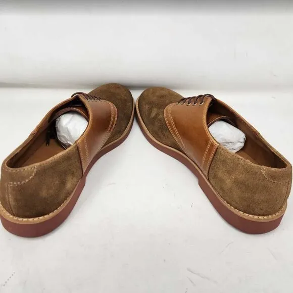 New men's 9 J Crew saddle shoes in leather and English suede oxfords Camel Tan