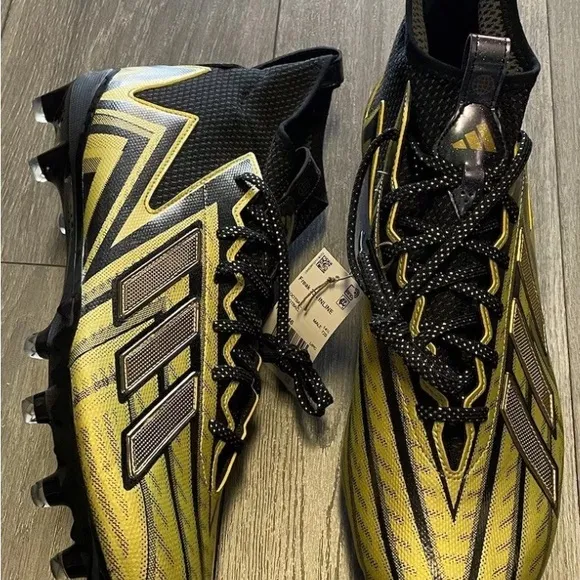 New Mens Adidas Freak-23 Inline Football Cleats Black Gold HP2446 Men’s Size