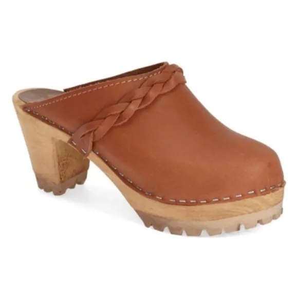 NEW MIA Luggage Leather Elsa Wooden Clogs Size 40EU - 9 US