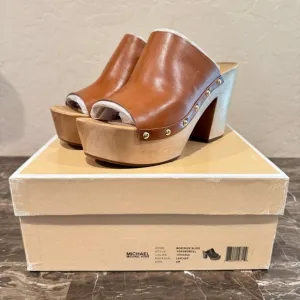 NEW Michael Kors Beatrice Slide Leather Open Toe Clogs