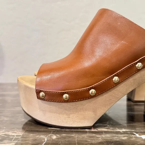 NEW Michael Kors Beatrice Slide Leather Open Toe Clogs