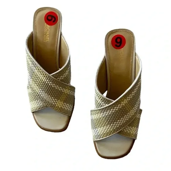 NEW Michael Kors Michael Kors Gideon sand mules with medium heel size 6