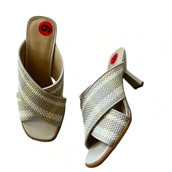 NEW Michael Kors Michael Kors Gideon sand mules with medium heel size 6